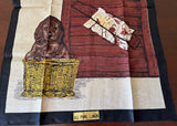 Vintage Linen Paris Prints Puppies in a Box Tea Towel - The Pink Rose Cottage 