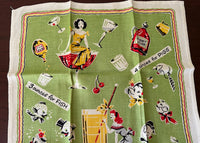 Vintage Leacock Linen Tea Towel Cocktails for Ladies and Gentlemen - The Pink Rose Cottage 