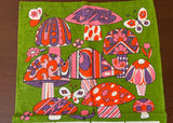 MWT Vintage Mod Groovy Butterflies and Mushrooms 1973 Calendar Tea Towel