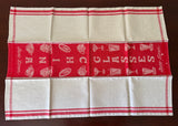 Vintage Red and White Linen Damask Tea Towel China Glasses - The Pink Rose Cottage 