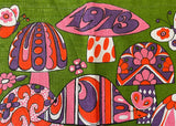 MWT Vintage Mod Groovy Butterflies and Mushrooms 1973 Calendar Tea Towel