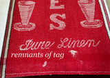 Vintage Red and White Linen Damask Tea Towel China Glasses - The Pink Rose Cottage 