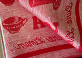 Vintage Red and White Linen Damask Tea Towel China Glasses - The Pink Rose Cottage 