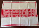 Vintage Red and White Linen Damask Tea Towel China Glasses - The Pink Rose Cottage 