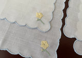12 Vintage Floral Embroidered Linen Tea or Cocktail Napkins