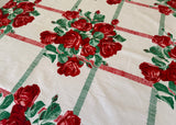 Vintage Wilendur Rambler Red Rose Tablecloth