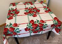 Vintage Wilendur Rambler Red Rose Tablecloth