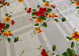 Vintage Wilendur Nasturtium Gray Grid Tablecloth