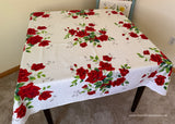 Vintage Wilendur Red Royal Rose Tablecloth 9 Squares