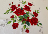 Vintage Bright Red Royal Rose Wilendur Tablecloth - The Pink Rose Cottage 
