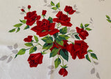 Vintage Wilendur Red Royal Rose Tablecloth 9 Squares