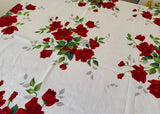 Vintage Bright Red Royal Rose Wilendur Tablecloth - The Pink Rose Cottage 