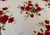 Vintage Bright Red Royal Rose Wilendur Tablecloth - The Pink Rose Cottage 