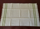 Set of 3 Vintage Green and White Gingham Tea Kitchen Towels Unused - The Pink Rose Cottage 