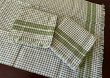 Set of 3 Vintage Green and White Gingham Tea Kitchen Towels Unused - The Pink Rose Cottage 