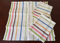 Set of 3 Unused Colorfully Striped Vintage Tea Kitchen Towels - The Pink Rose Cottage 