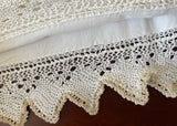 Vintage Unused Pillowcases with Hand Crocheted White and Taupe Lace