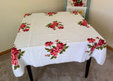 Vintage Wilendure Pink Roses Terrycloth Tablecloth