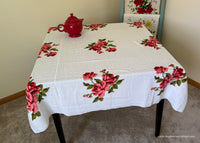Vintage Wilendure Pink Roses Terrycloth Tablecloth
