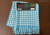 Vintage Unused Cannon Kitchen Towel Turquoise and White Plaid
