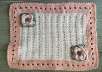 Vintage Hand Crocheted Trivet Doily with Pink Irish Roses