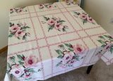 Vintage America's Pride Lynton Pink Peony Tablecloth