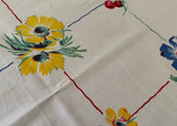 Vintage Wilendur Rosemead Tablecloth Berries Poppies Daisies and More