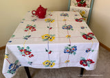 Vintage Wilendur Rosemead Tablecloth Berries Poppies Daisies and More