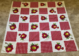 Vintage Wilendur Gingham Flower Red Tablecloth