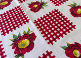 Vintage Wilendur Gingham Flower Red Tablecloth
