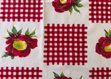 Vintage Wilendur Gingham Flower Red Tablecloth