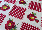 Vintage Wilendur Gingham Flower Red Tablecloth