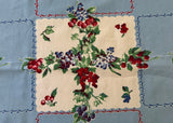 Vintage Wilendur Berries Tablecloth in Blue