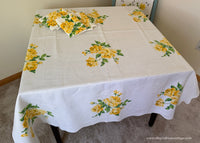 Vintage Pride of Flanders Yellow Empress Rose Tablecloth and Napkins