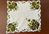 Vintage Yellow and Purple Pansy Bouquet Handkerchief