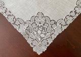 Vintage Fine Lace and Embroidery Linen Wedding Bridal Handkerchief