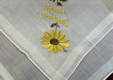Vintage Embroidered Happy Birthday Yellow Sunflower Handkerchief