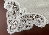 Unused Vintage Battenberg Lace and Linen Handkerchief