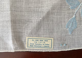 MWT Madeira Applique Embroidered Blue Rose Irish Linen Handkerchief