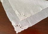 Vintage Tagged Madeira White Lily Appliqué Embroidered Bridal Linen Handkerchief
