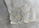 Unused Madeira Embroidered Cutwork Linen Handkerchief Florette