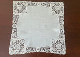Vintage Linen and Schiffli Lace Wedding Bridal Handkerchief