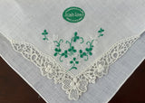 MWT Vintage Irish Linen Shamrock Embroidered Handkerchief
