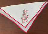 Vintage Children's Embroidered Bunny Handkerchief