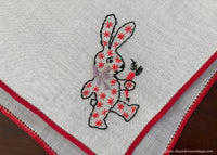 Vintage Children's Embroidered Bunny Handkerchief