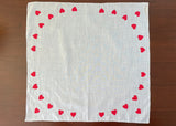 Vintage Valentine Appliquéd Red Heart Handkerchief