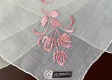 MWT Celebritees Vintage Pink Rose Embroidered Monogrammed F Handkerchief