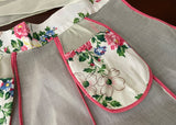 Vintage Sheer Hostess Apron with Pink Trim and Flowers
