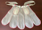 Vintage Sheer Hostess Apron with Pink Trim and Flowers