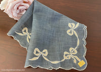 Vintage Kimball Federal Gray and Ivory Bow Kimball Handkerchief